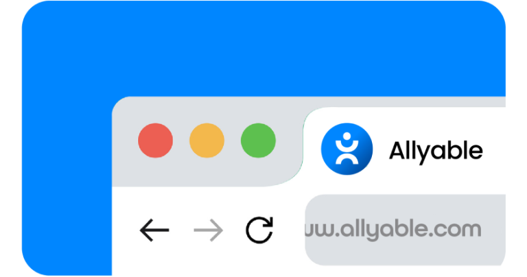 A browser tab displaying the Allyable.com website. The address bar shows “allyable.com” as the entered URL. The interface suggests an active browsing session.